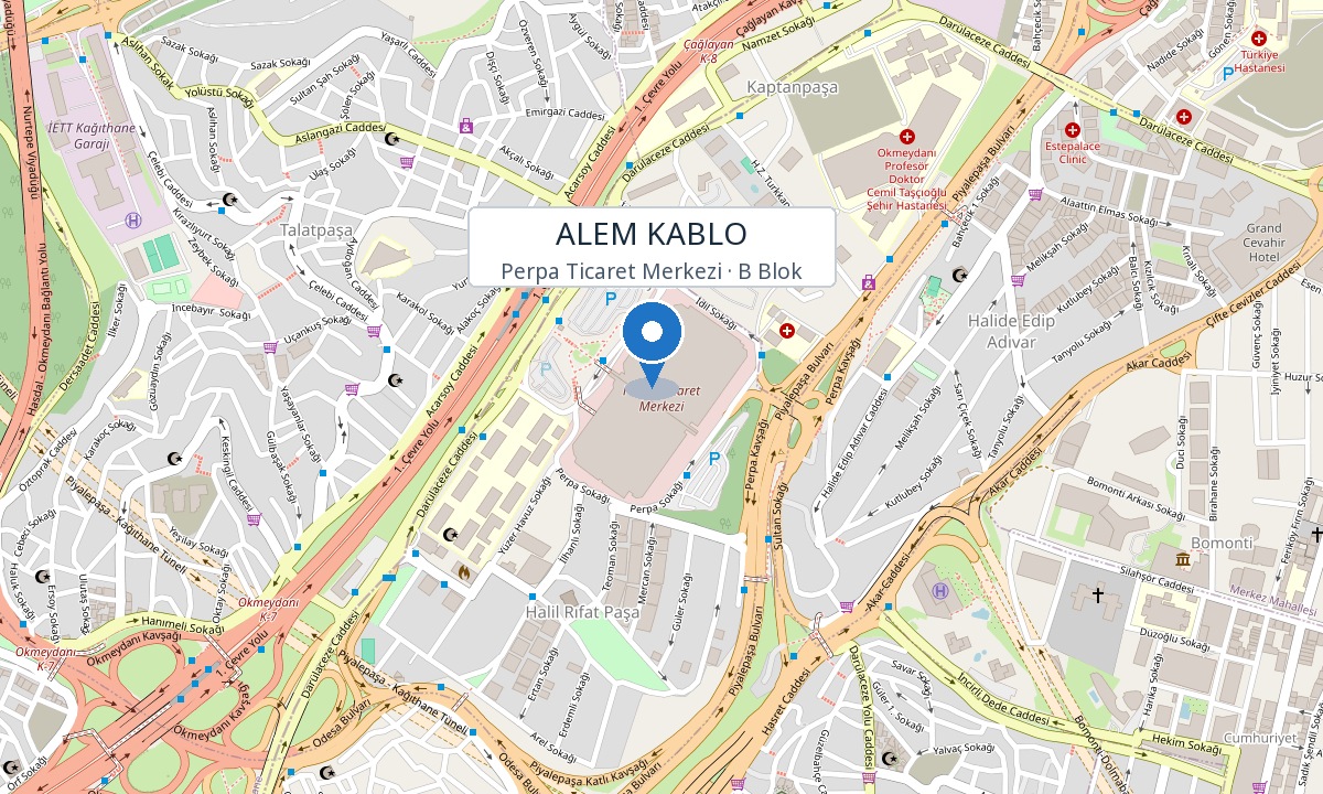 ALEM KABLO — Perpa Ticaret Merkezi B Blok ve çevresinin statik haritası